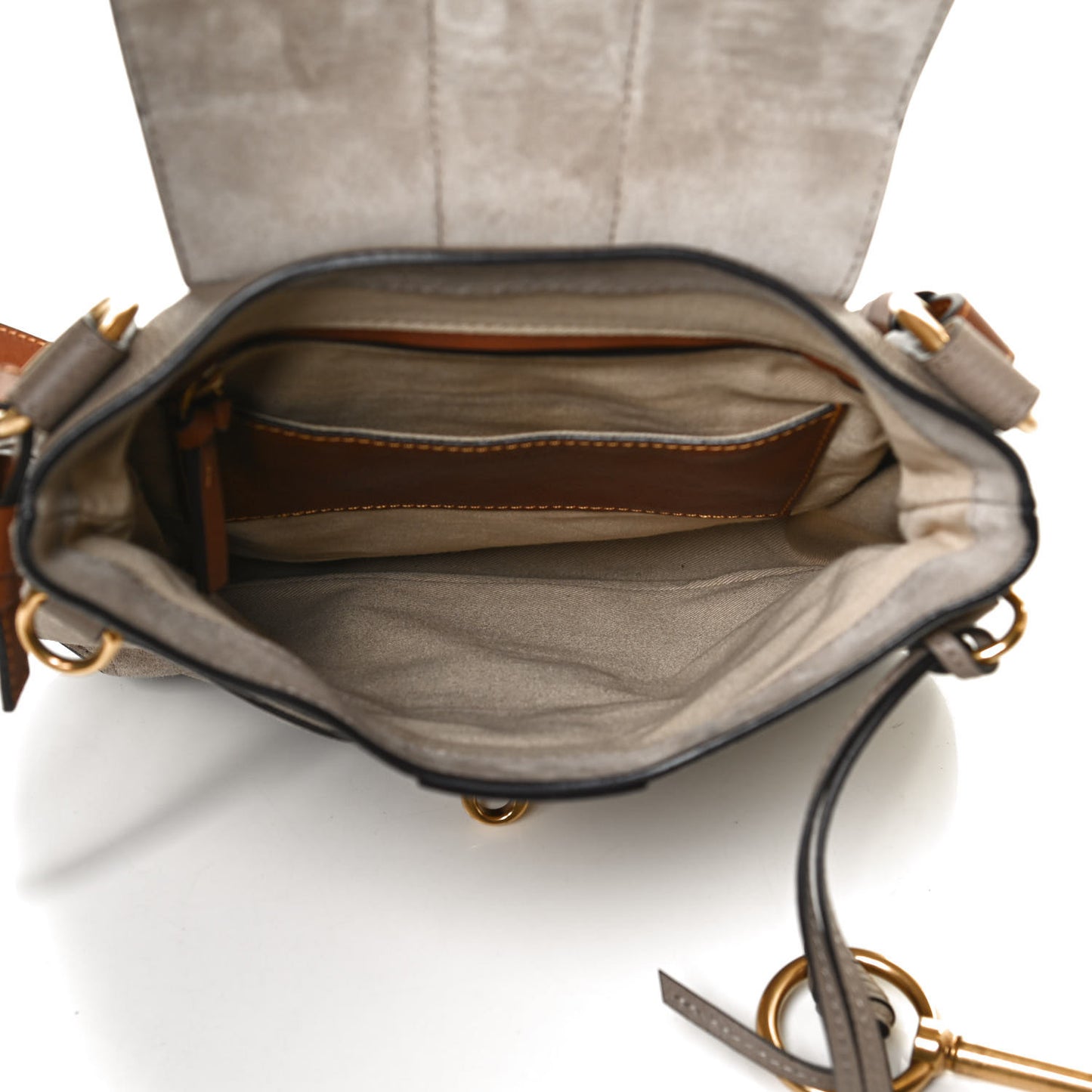 Suede Calfskin Small Lexa Shoulder Bag Motty Grey
