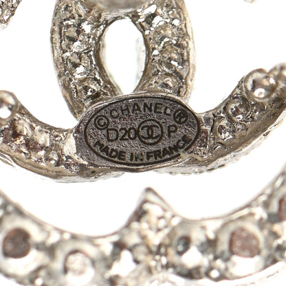 Chanel Crystal Coco Flapper Camellia CC Stud Earrings Silver 4 of 5