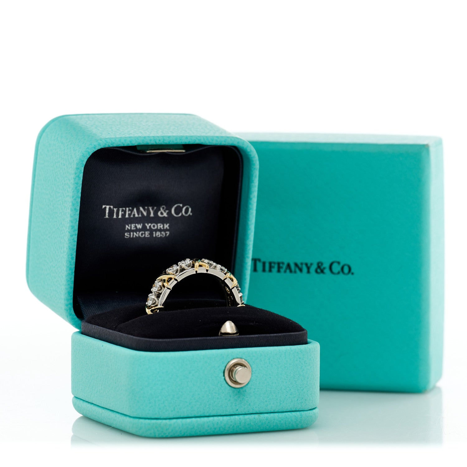 Tiffany Platinum 18K Yellow Gold Diamond Schlumberger Sixteen Stone Ring 55 7.25 6 of 6