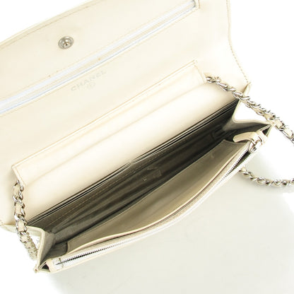 Chanel Caviar Sevruga Wallet On Chain WOC White 5 of 7