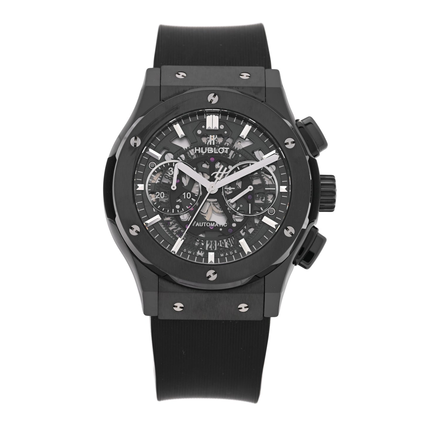 Ceramic Rubber 45mm Classic Fusion Aerofusion Chronograph Automatic Watch Black 525.CM.0170.RX