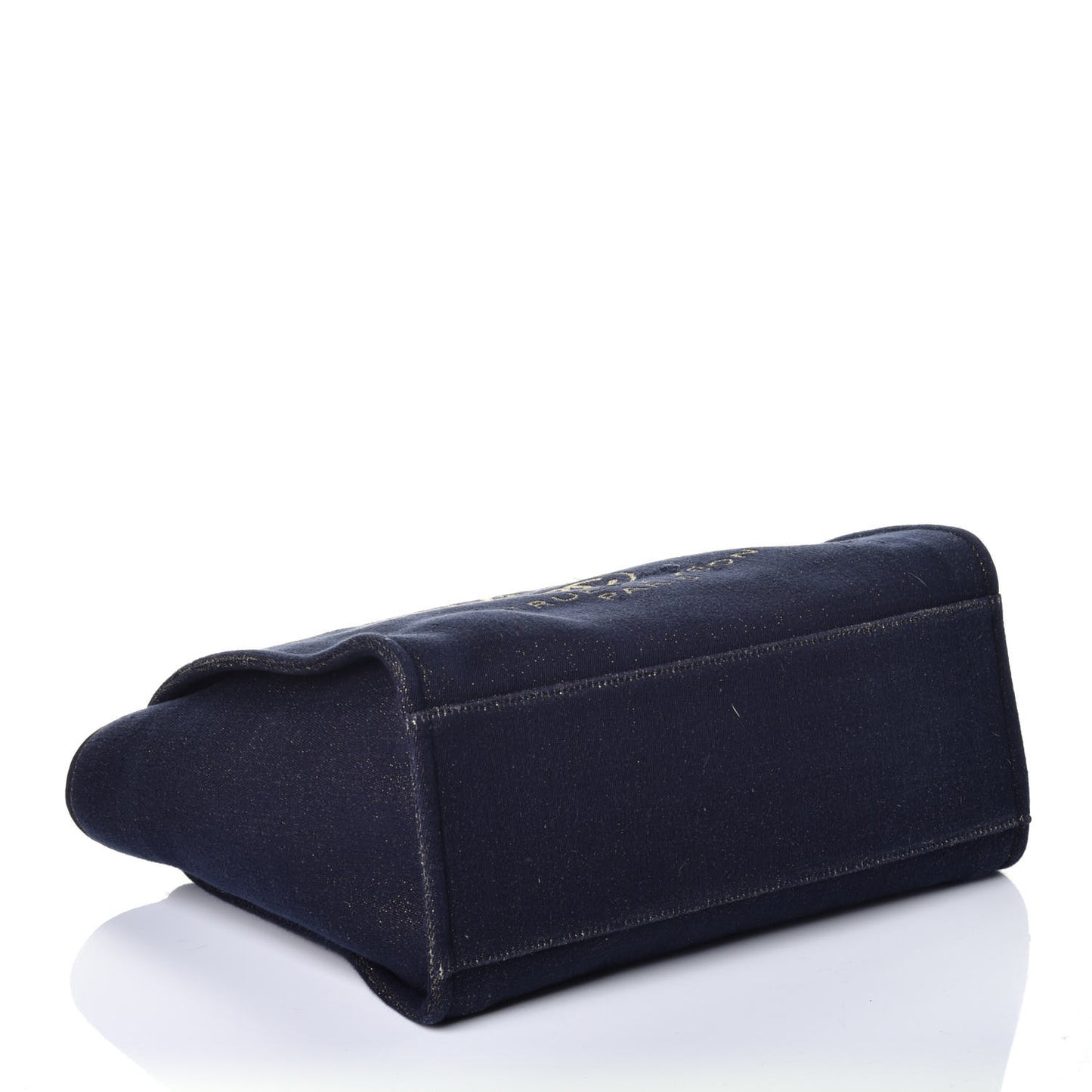 Lurex Canvas Medium Deauville Tote Navy Blue Gold