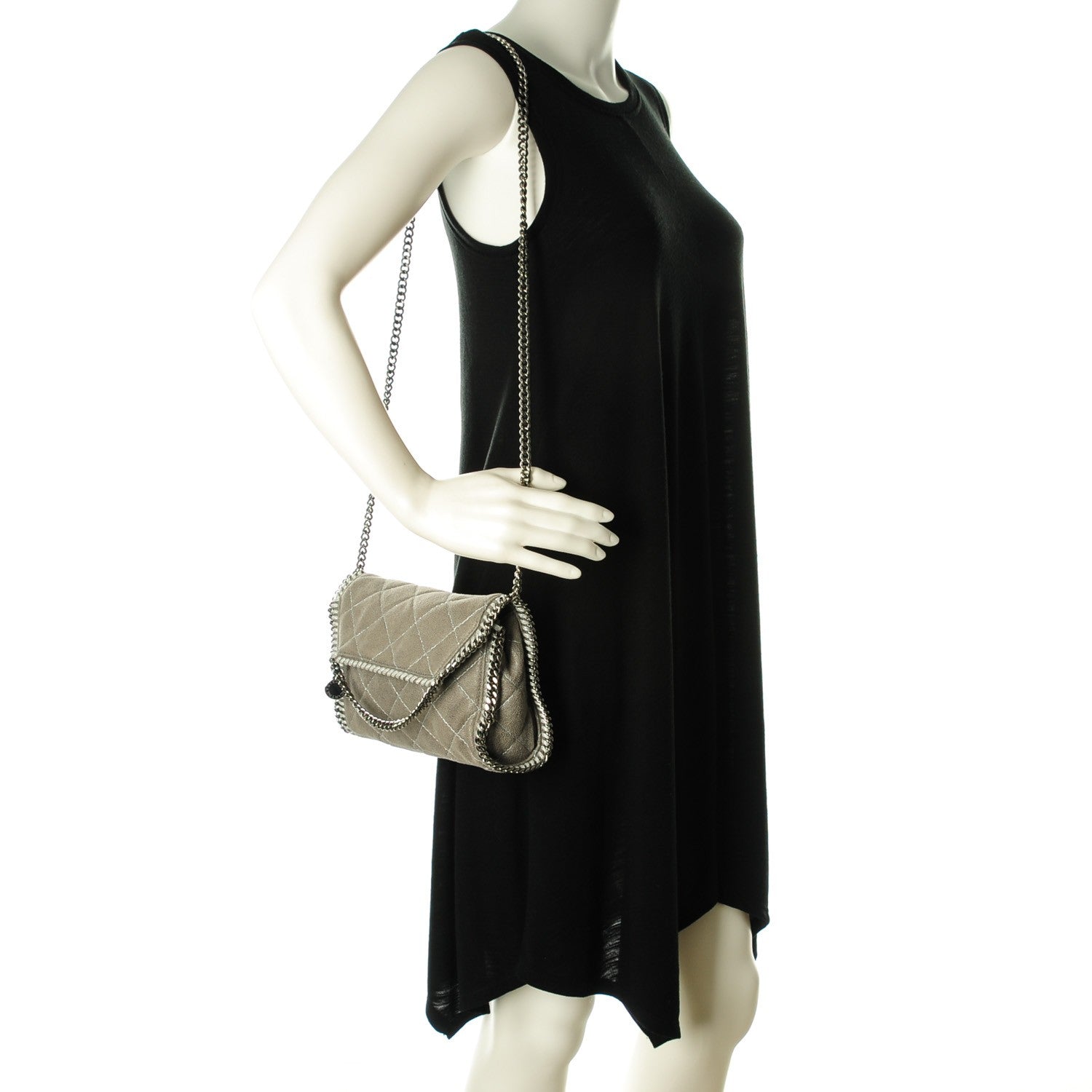 Stella McCartney Shaggy Deer Quilted Mini Falabella Light Grey 2 of 9