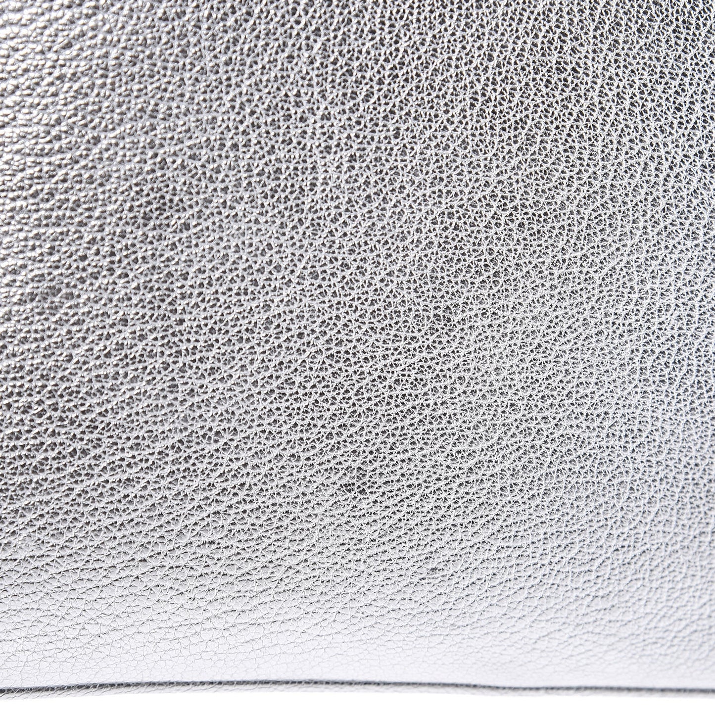 Metallic Goatskin Logo Large Everyday Zip Pouch Argent Black