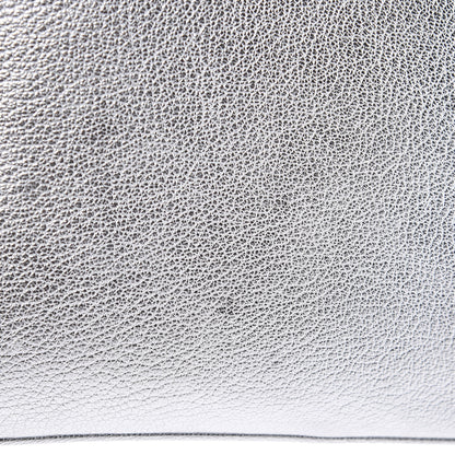 Balenciaga Metallic Goatskin Logo Large Everyday Zip Pouch Argent Black 8 of 8