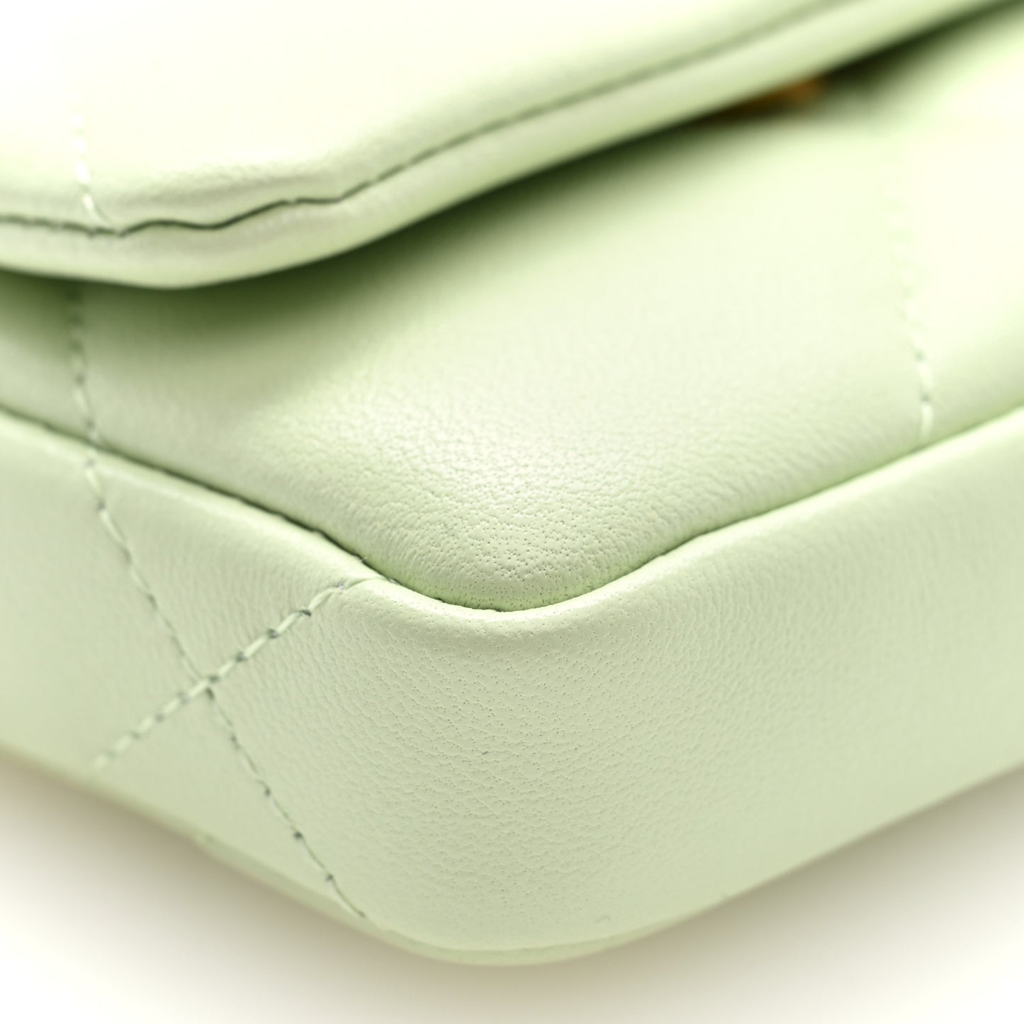 Lambskin Quilted Chanel 19 Flap Mini Shoulder Bag Light Green