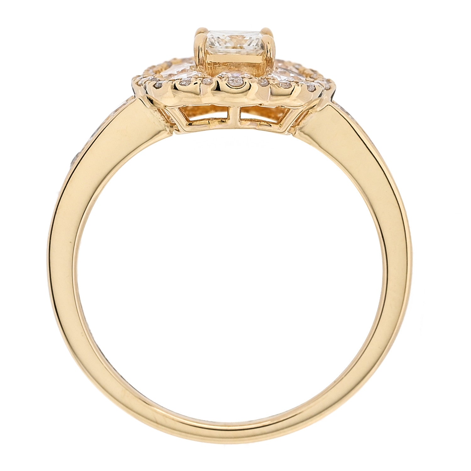 Parker & West by FASHIONPHILE 18K Yellow Gold Diamond 1.18ctw Flower Pave Halo Ring 53 6.5 5 of 10