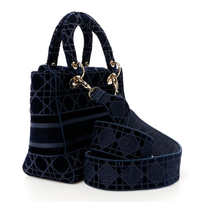 Christian Dior Velvet Cannage Medium Lady D-Lite Blue 3 of 10