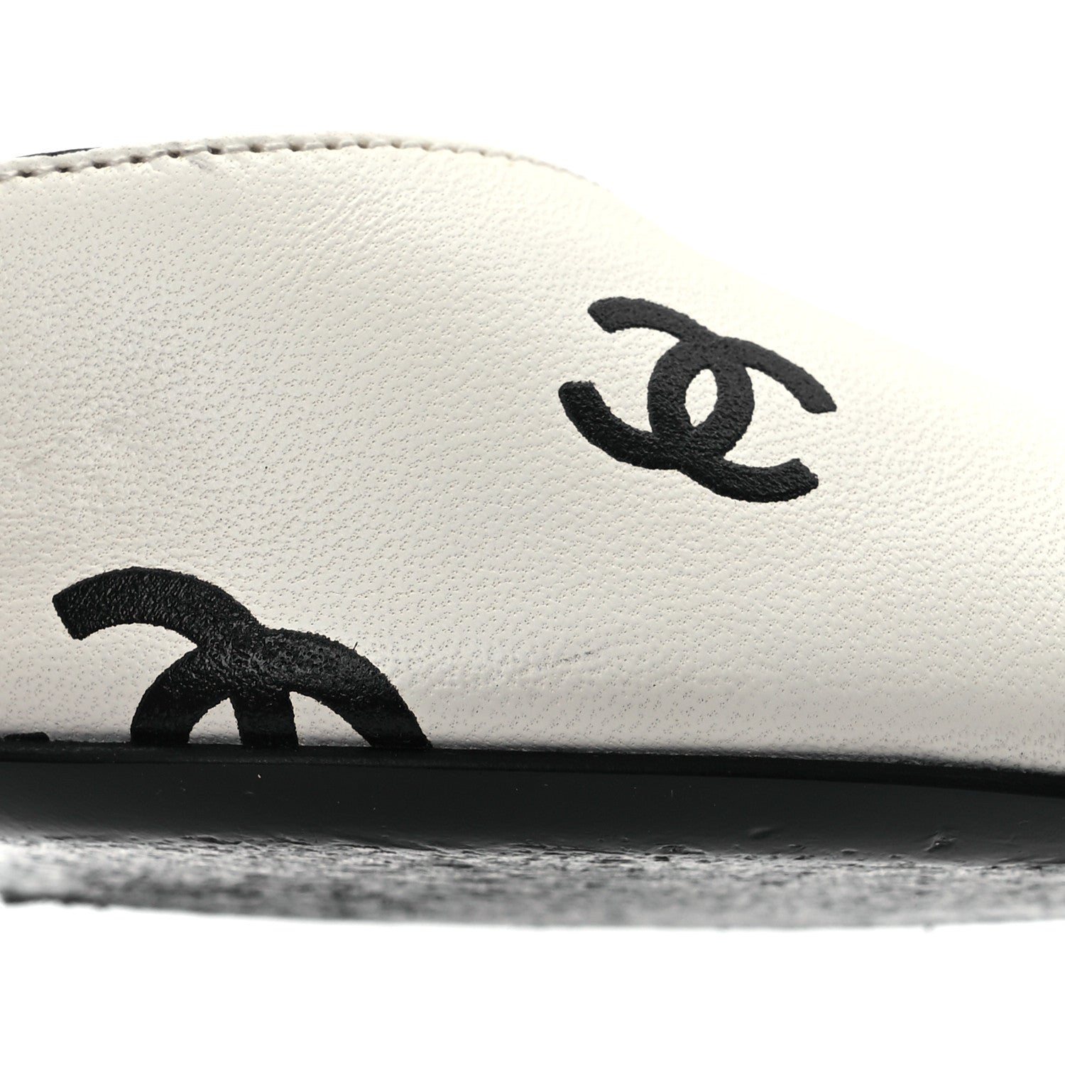 Chanel Printed Lambskin CC Sandals 37 White Black 12 of 15