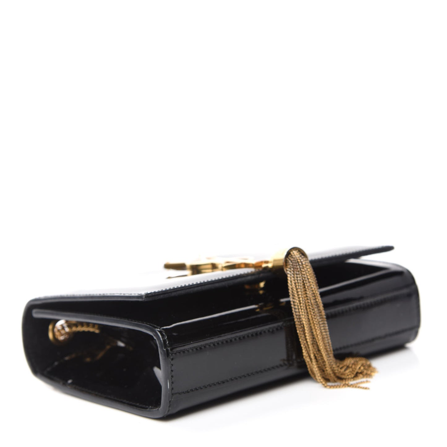 Patent Small Classic Monogram Kate Tassel Satchel Black