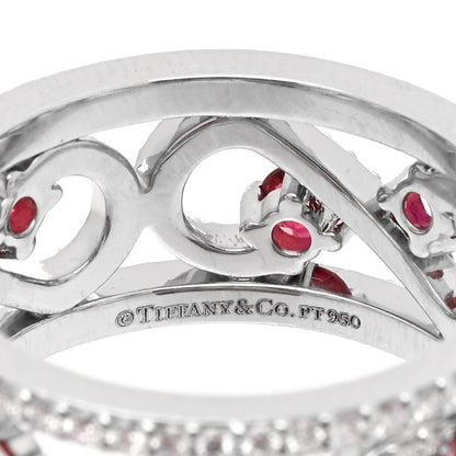 Tiffany Platinum Diamond Ruby Enchant Scroll Ring 53 6.25 4 of 5