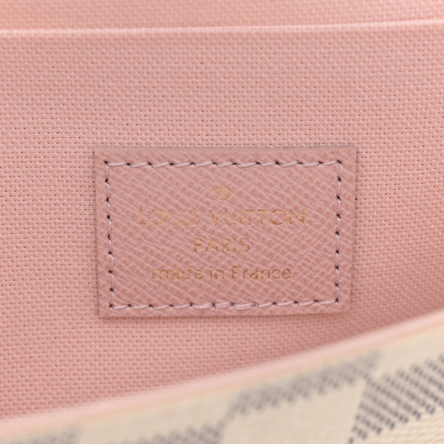 Damier Azur Pochette Felicie Chain Wallet Rose Ballerine