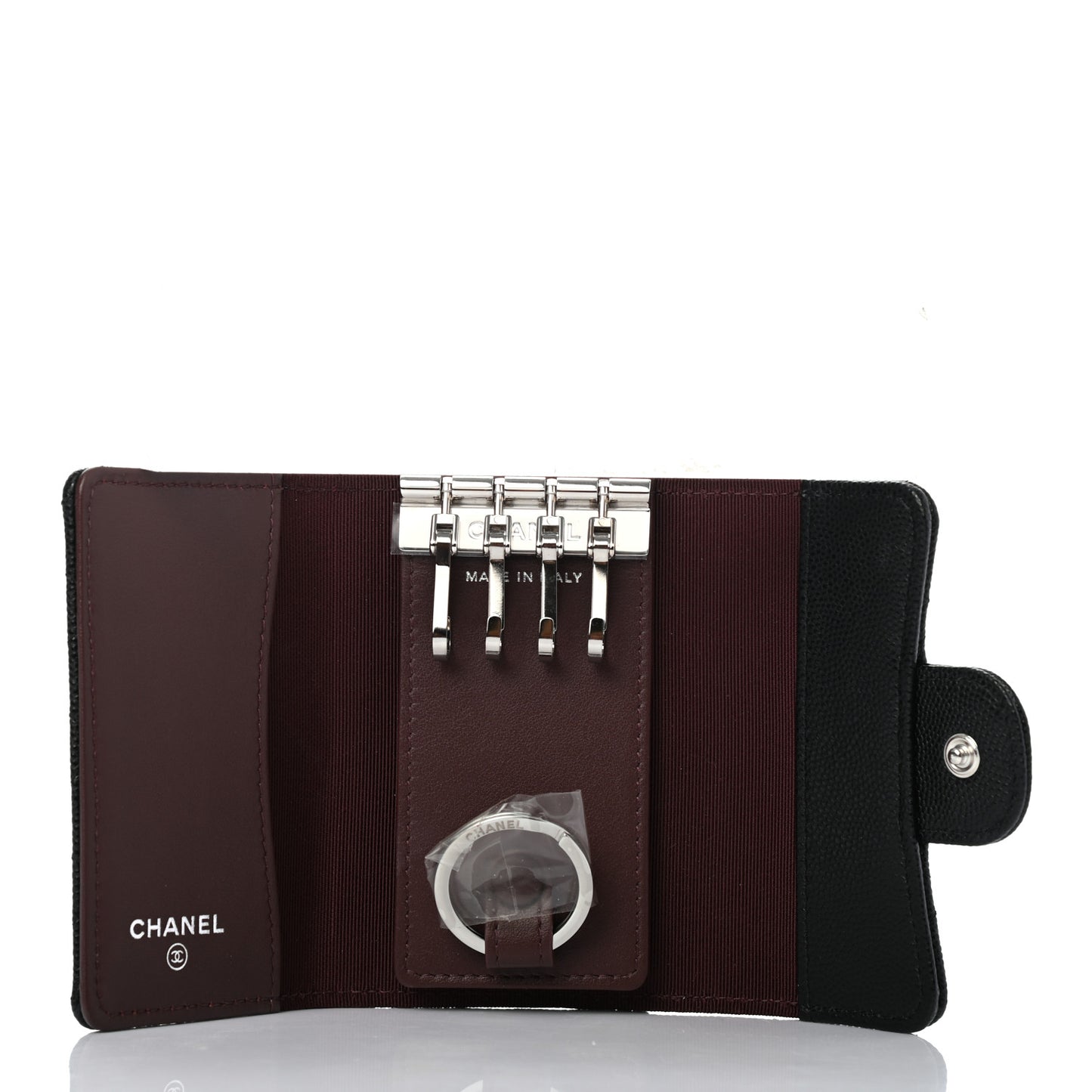 Caviar Quilted Classic 4 Key Holder Wallet Black