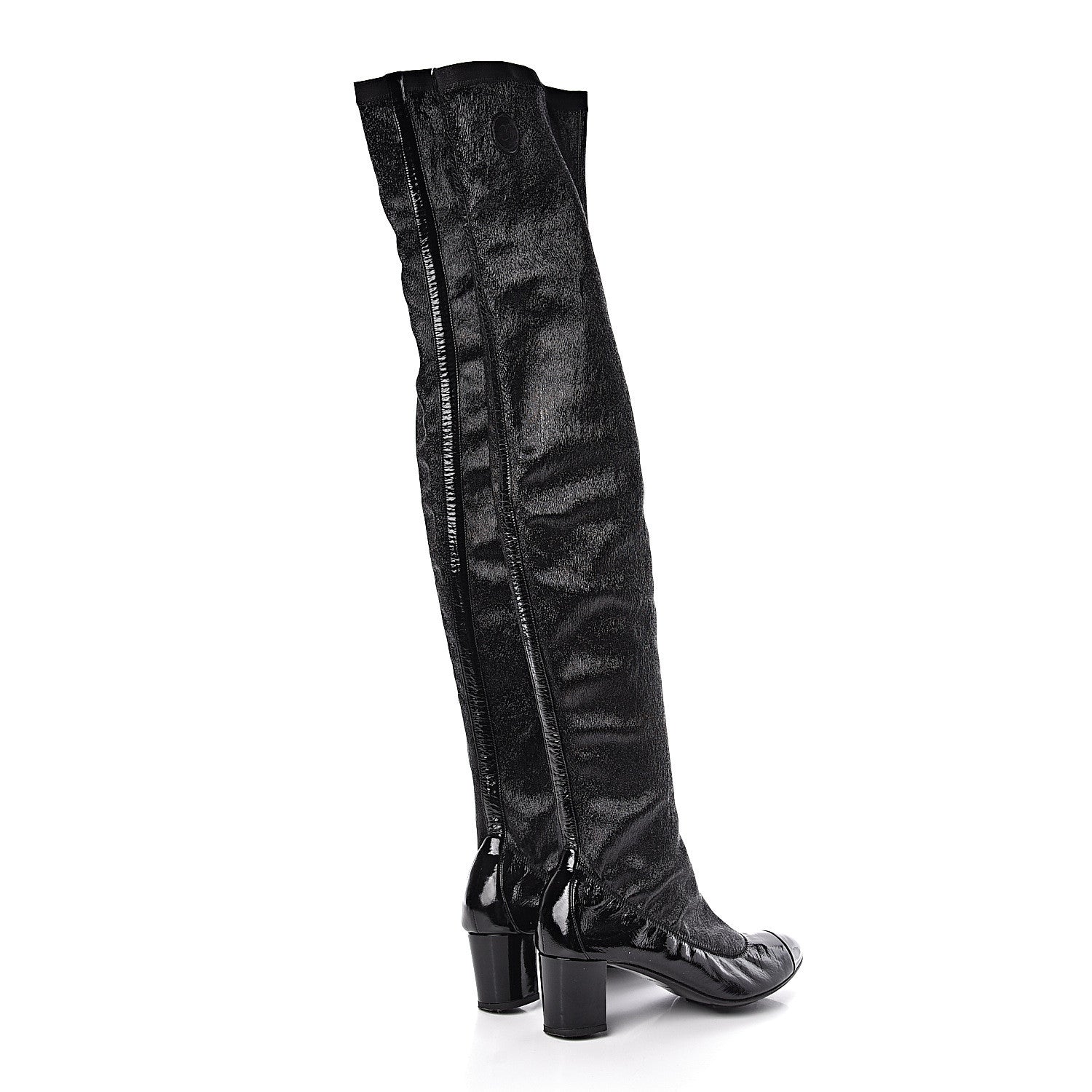 Chanel Patent Over The Knee Boots 38.5 Black 4 of 8