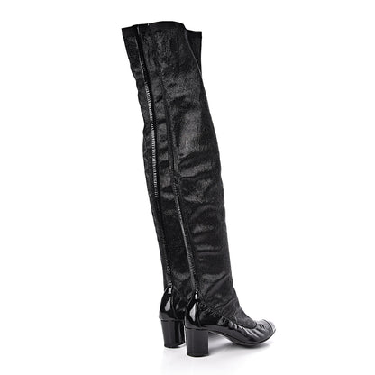 Chanel Patent Over The Knee Boots 38.5 Black 4 of 8