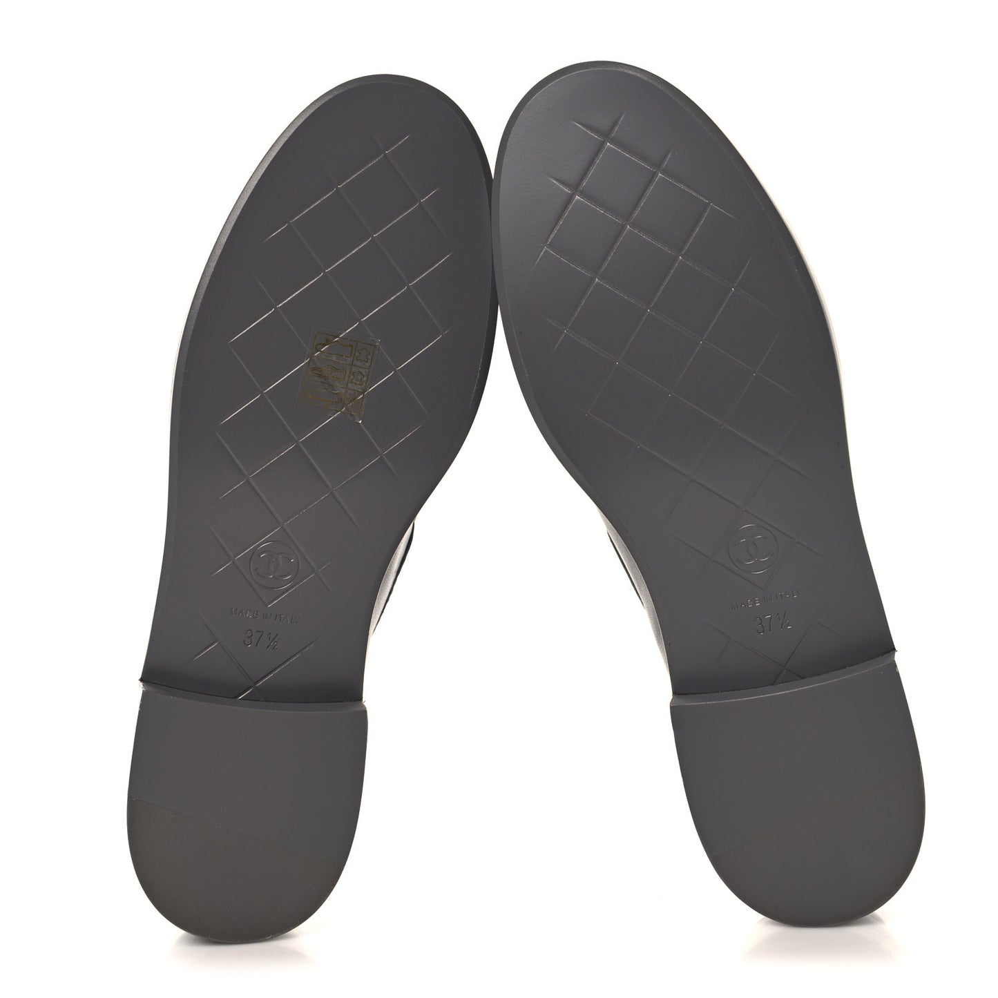 Lambskin Quilted CC Turnlock Loafers 37.5 Dark Grey