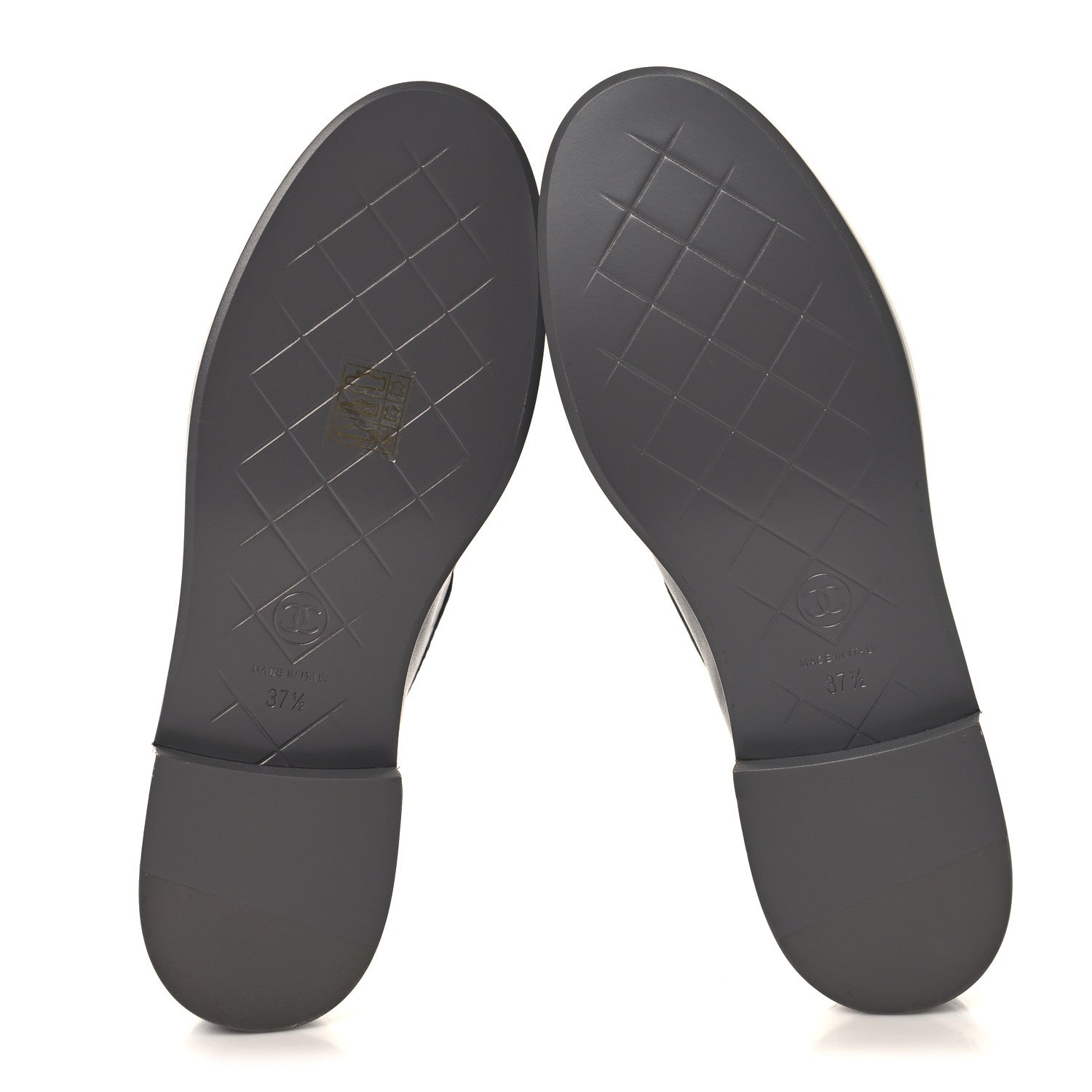 Chanel Lambskin Quilted CC Turnlock Loafers 37.5 Dark Grey 6 of 10