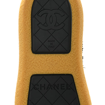 Chanel Tweed Shearling Sheepskin Drawstring Snow Ankle Boots 36 Black 8 of 10