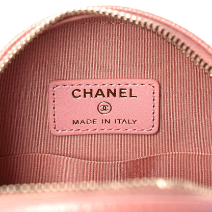 Chanel Iridescent Caviar Resin Quilted Round Clutch With Chain Pink 6 of 11