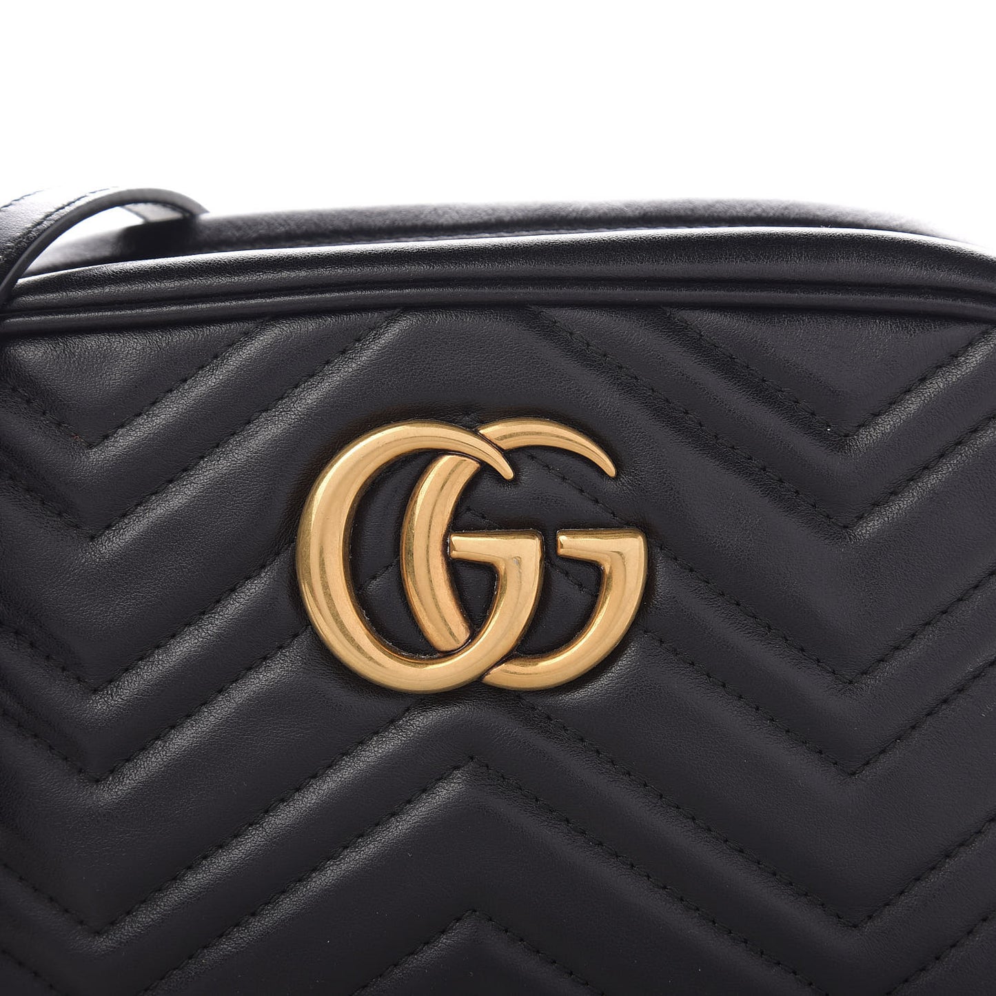Calfskin Matelasse Small GG Marmont Chain Shoulder Bag Black