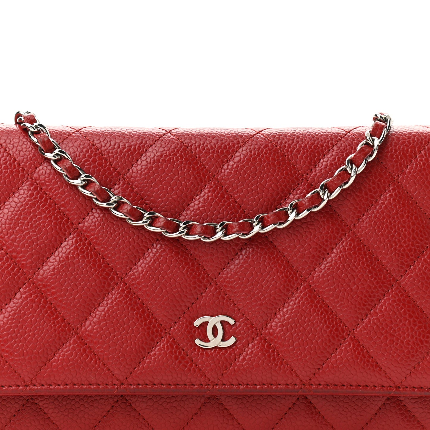 Caviar Quilted Wallet On Chain WOC Red