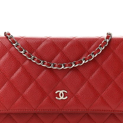 Chanel Caviar Quilted Wallet On Chain WOC Red 8 of 11