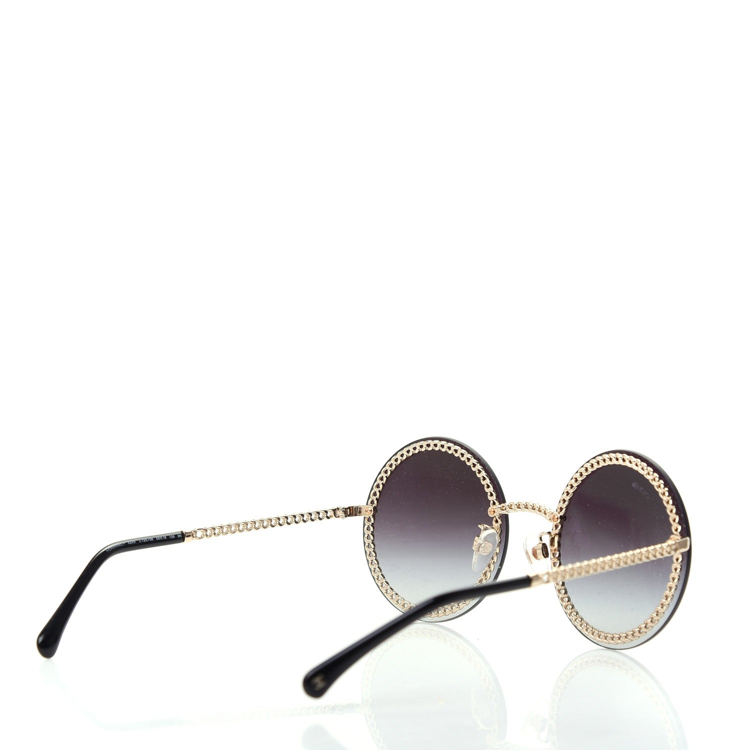 Chanel Round Removable Triple Hanging Chain Sunglasses 4245 Black Gold 4 of 7