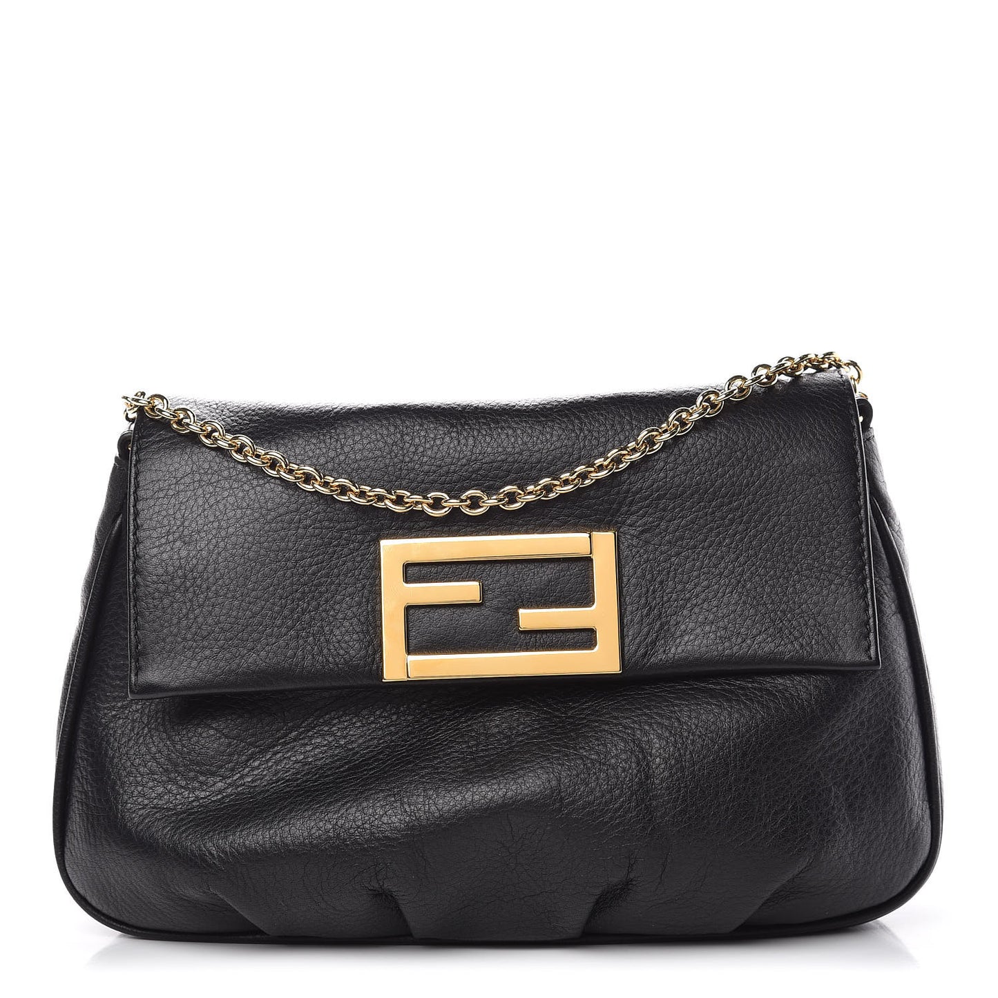 Vitello Flamingo Fendista Pouchette Crossbody Black