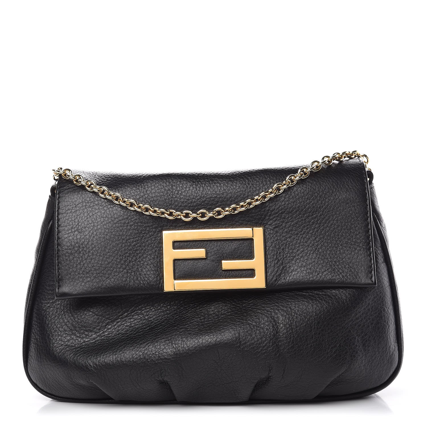 Fendi Vitello Flamingo Fendista Pouchette Crossbody Black 1 of 7