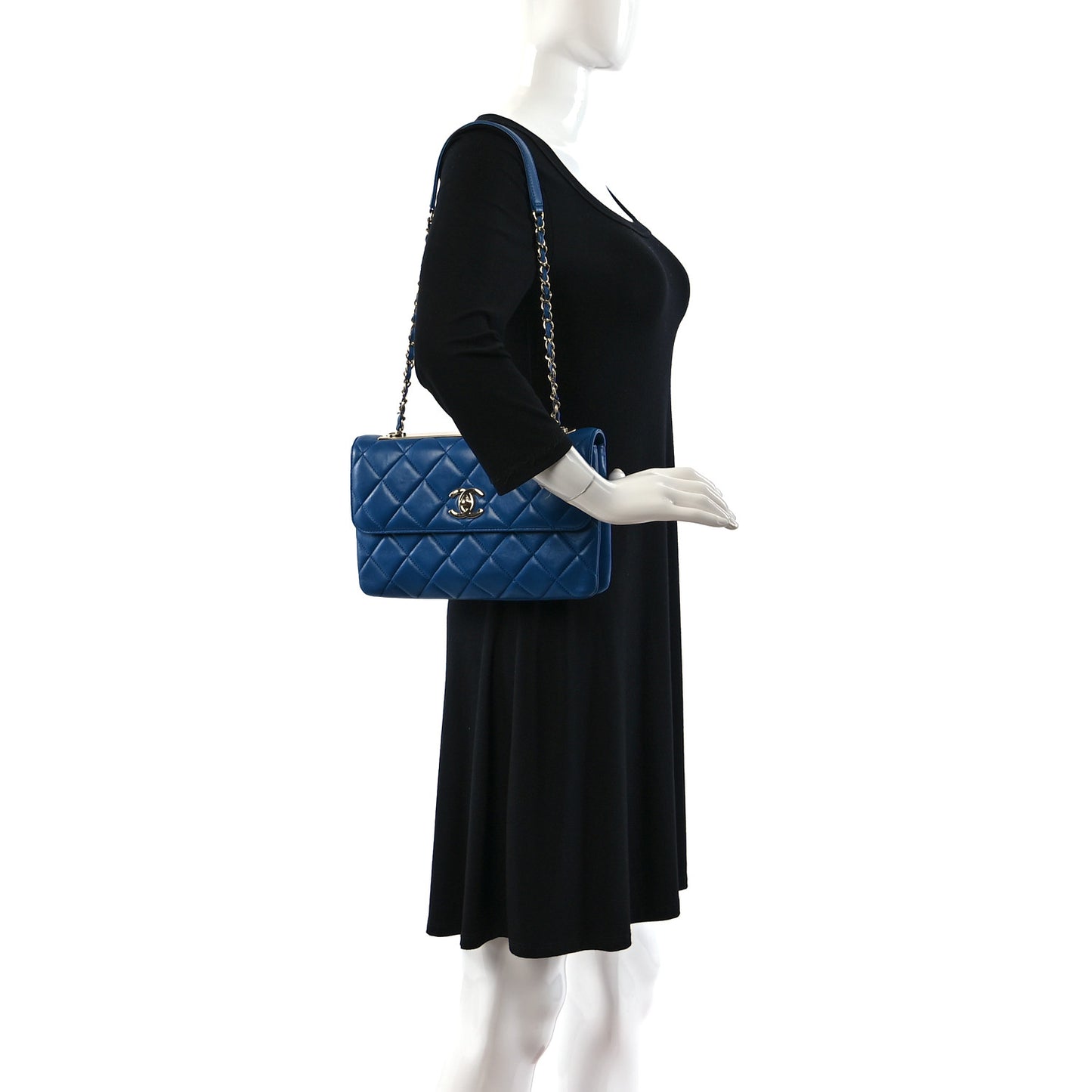 Lambskin Quilted Medium Trendy CC Flap Blue