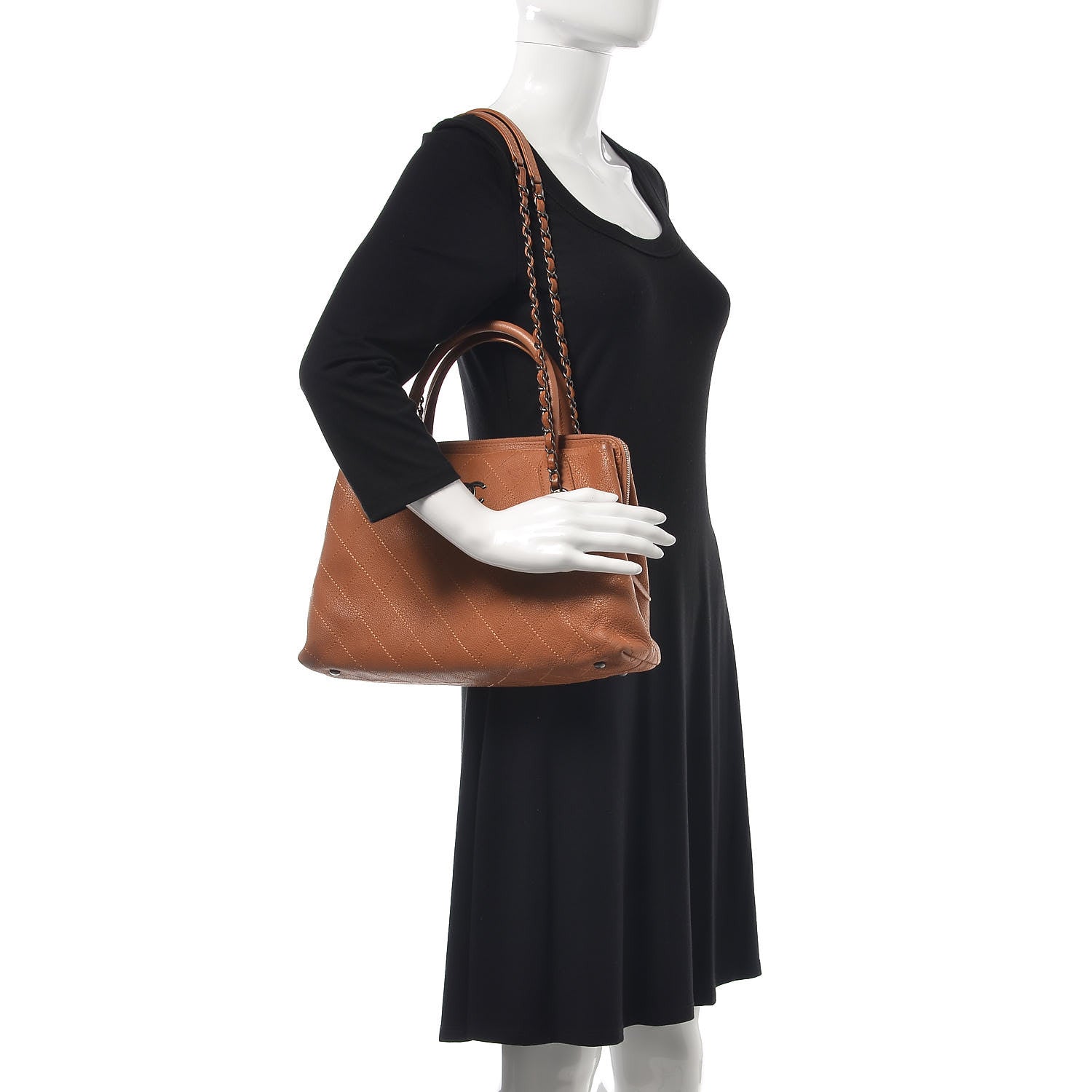 Chanel Grained Vegetal Calfskin Small Urban Shopping Tote Camel 2 of 15
