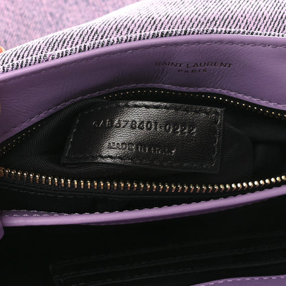 Saint Laurent Denim Y Quilted Monogram Toy Loulou Crossbody Bag Bleached Lilac 7 of 12