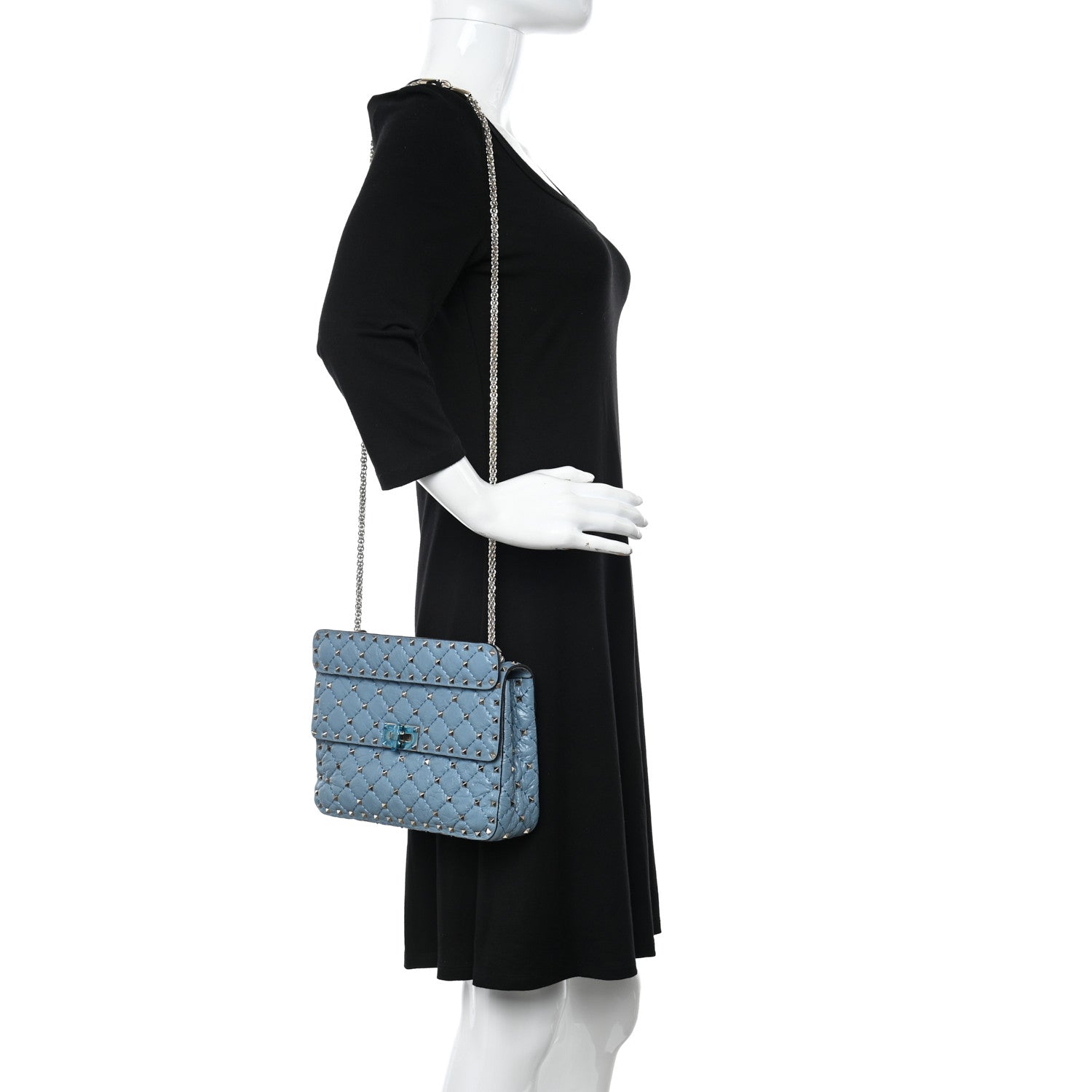 Valentino Garavani Craquele Nappa Medium Rockstud Spike Shoulder Bag Nube 2 of 11