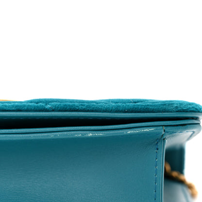 Gucci Velvet Matelasse GG Marmont Mini Bag Pavone Cyan 10 of 11