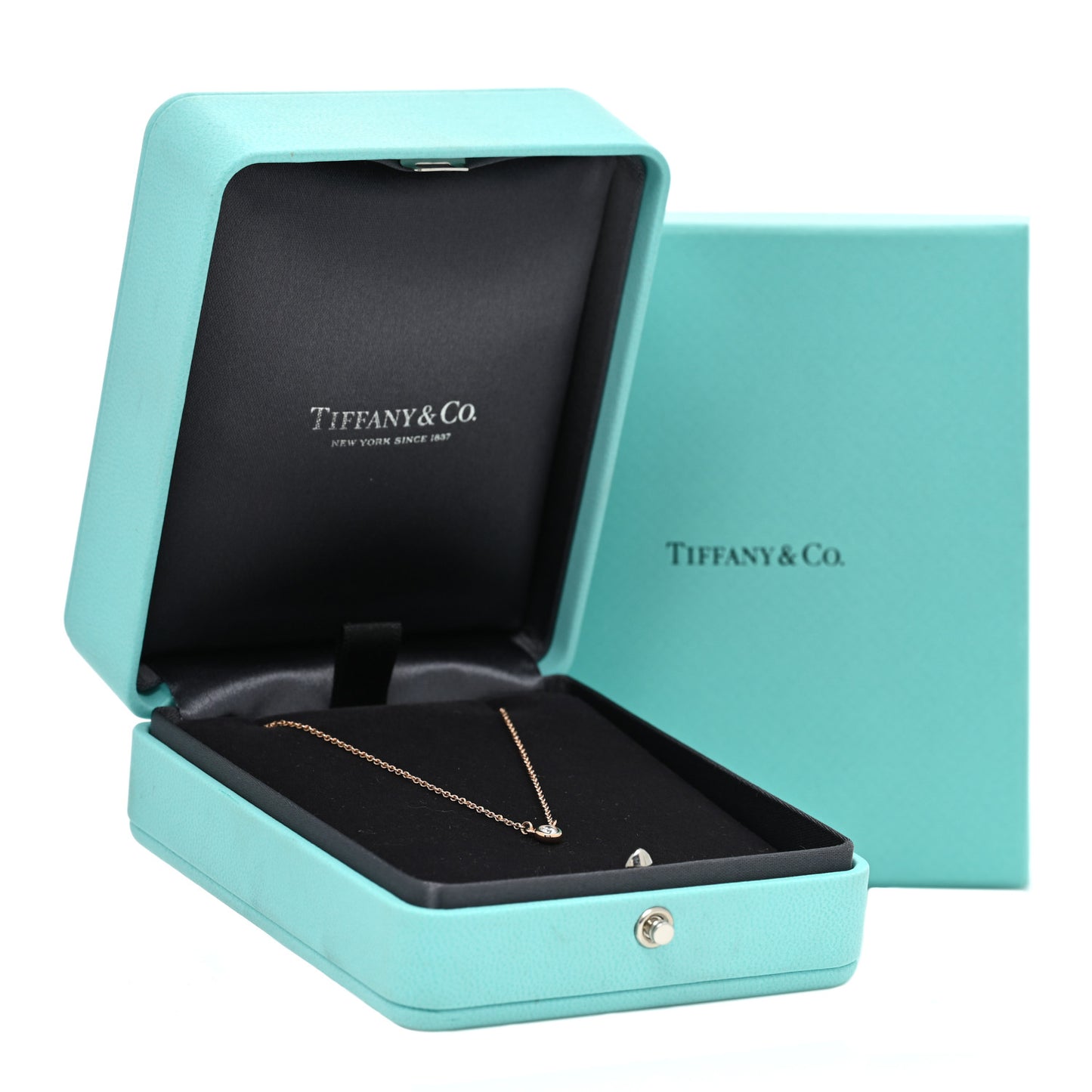 18K Rose Gold Diamond .07ct Elsa Peretti Diamonds by the Yard Pendant Necklace