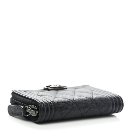Chanel Caviar Quilted Boy Zip Around Coin Purse Wallet Black 4 of 8