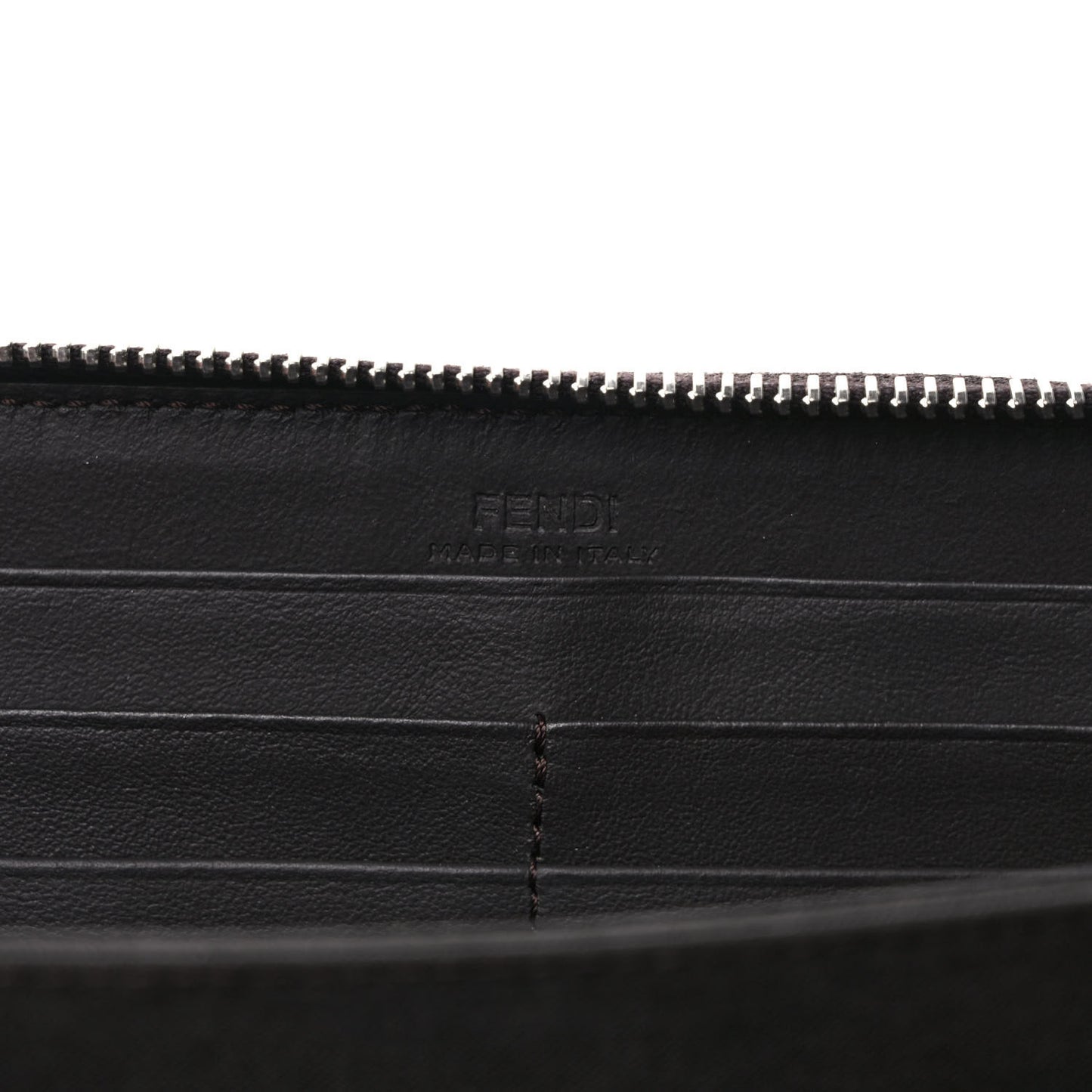 Glazed Fabric Vitello King FF 1974 Diagonal Zip Around Wallet Tobacco Moro Cuoio