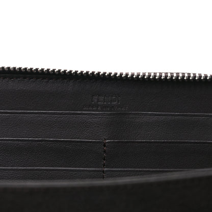 Fendi Glazed Fabric Vitello King FF 1974 Diagonal Zip Around Wallet Tobacco Moro Cuoio 6 of 7