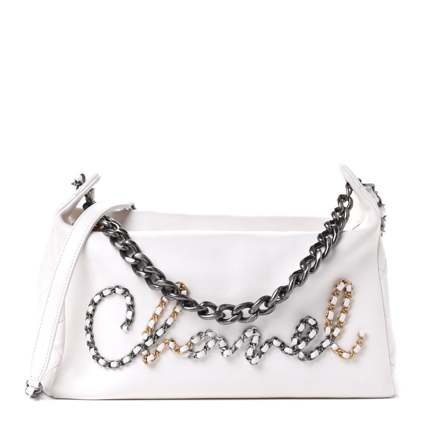Calfskin Chain 20s Signature Hobo White