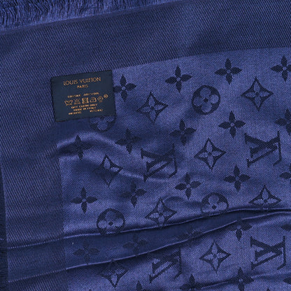 Louis Vuitton Silk Wool Monogram Shawl Night Blue 3 of 3