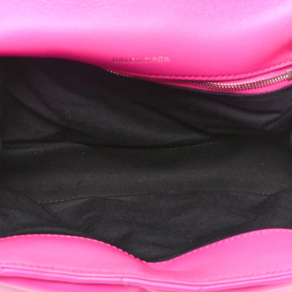 Balenciaga Nappa Calfskin Quilted Touch B Puffy Clutch Fuchsia 5 of 10