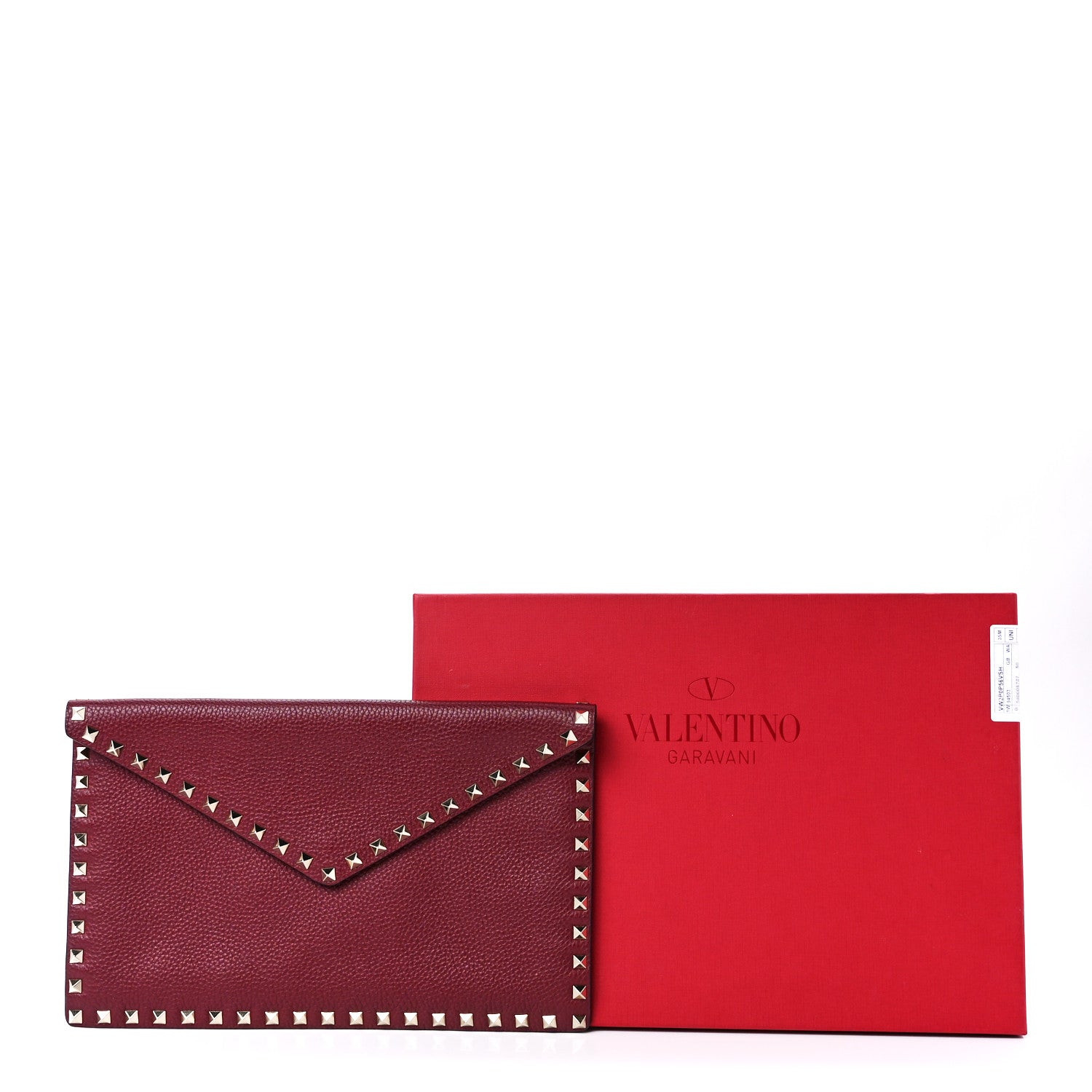 Valentino Garavani Pebbled Calfskin Large Rockstud Envelope Clutch Cerise 12 of 12