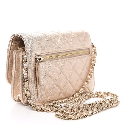 Chanel Metallic Lambskin Quilted Mini Wallet On Chain WOC Gold 3 of 10