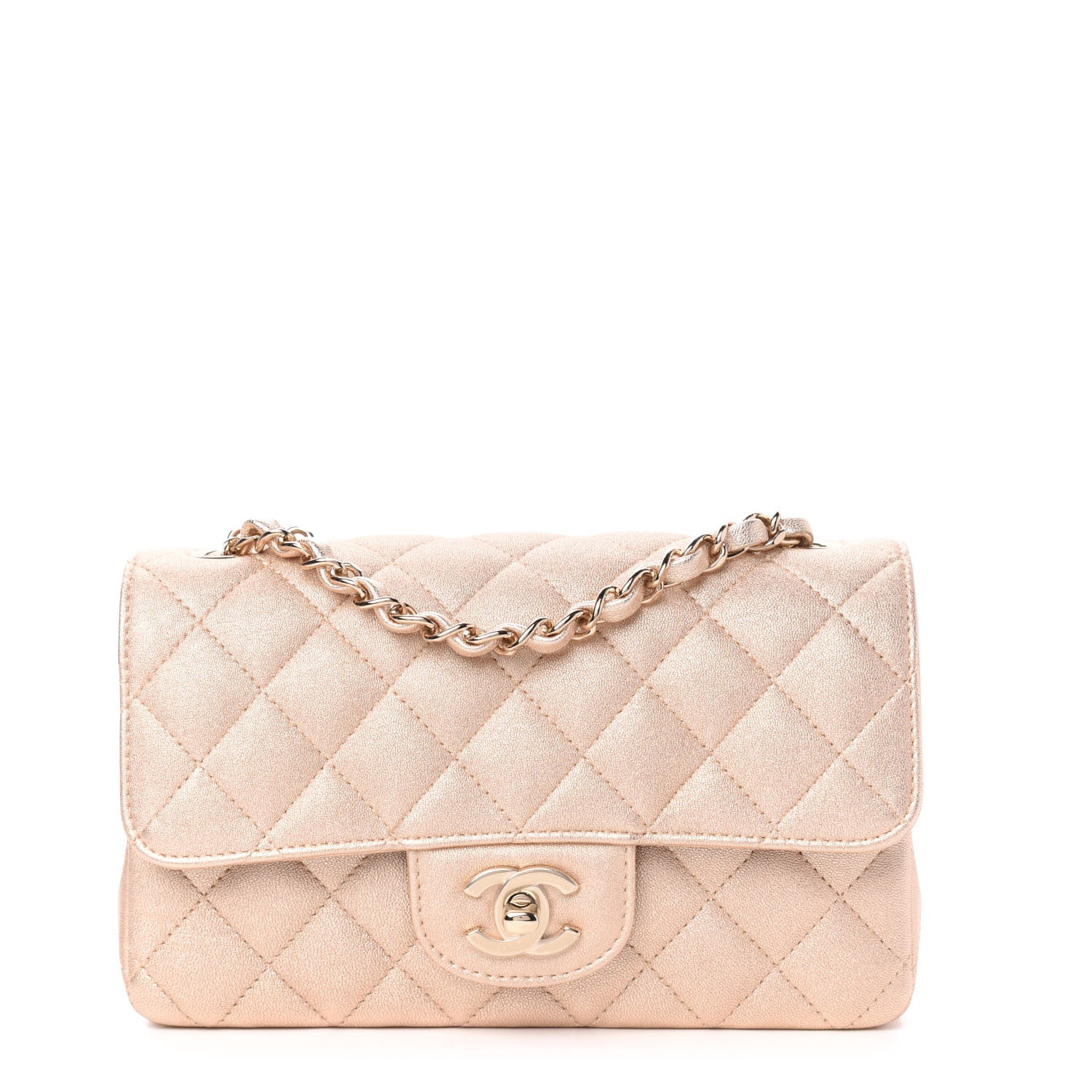 Chanel Metallic Lambskin Quilted Mini Rectangular Flap Gold 1 of 10