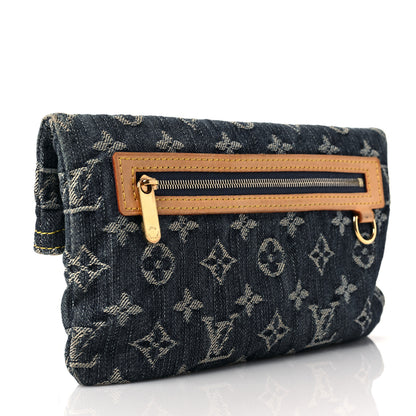 Louis Vuitton Monogram Denim Pochette Plat Clutch Blue 3 of 8