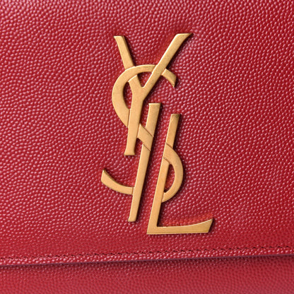 Saint Laurent Grain De Poudre Small Deconstructed Monogram Kate Satchel Red 8 of 10