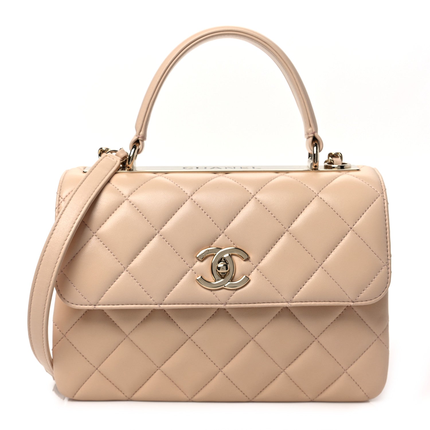 Chanel Lambskin Quilted Small Trendy CC Dual Handle Flap Bag Light Beige 1 of 8