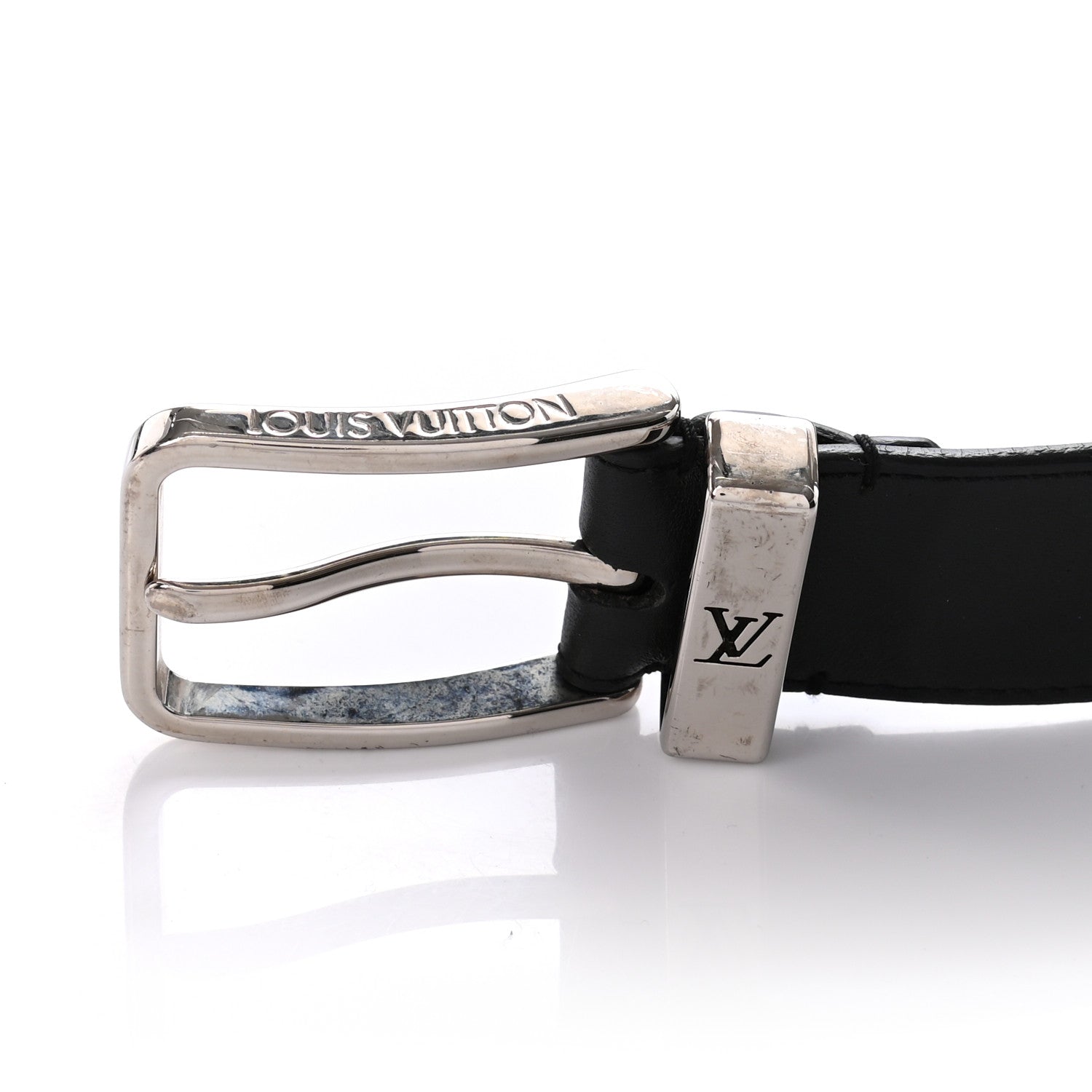 Louis Vuitton Calfskin 35mm Pont Neuf Belt 75 30 Black 3 of 7