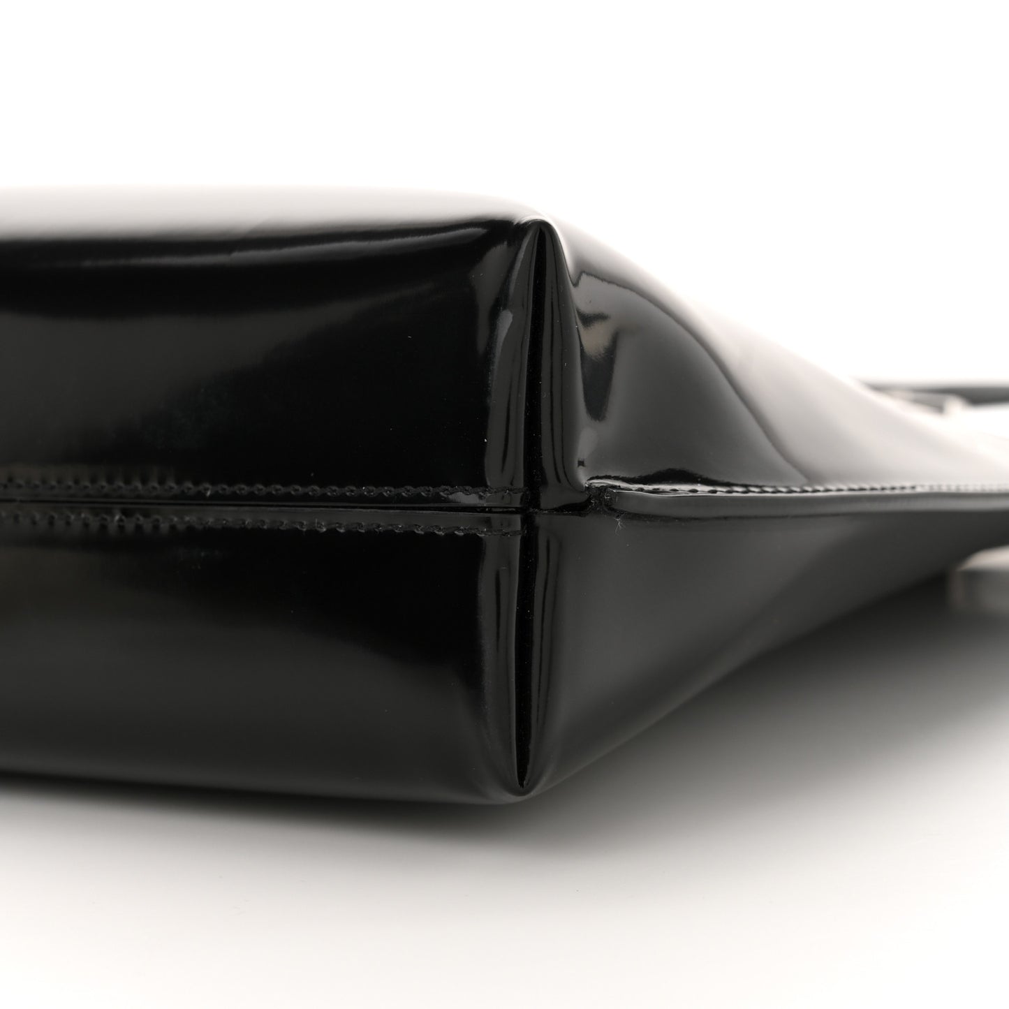 Patent Calfskin Suzanne Shopping Tote Black