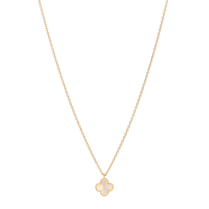 Van Cleef & Arpels 18K Yellow Gold Mother of Pearl Sweet Alhambra Pendant Necklace 1 of 6